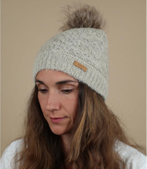 gorro beis pompón pelo Antonia Beanie cream